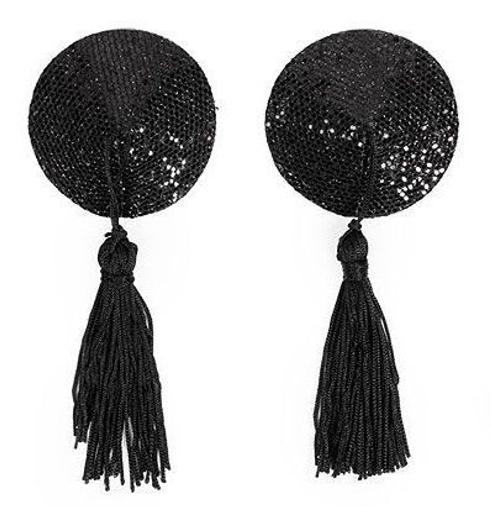 Черные круглые пэстисы с кисточками (Цвет: черный)