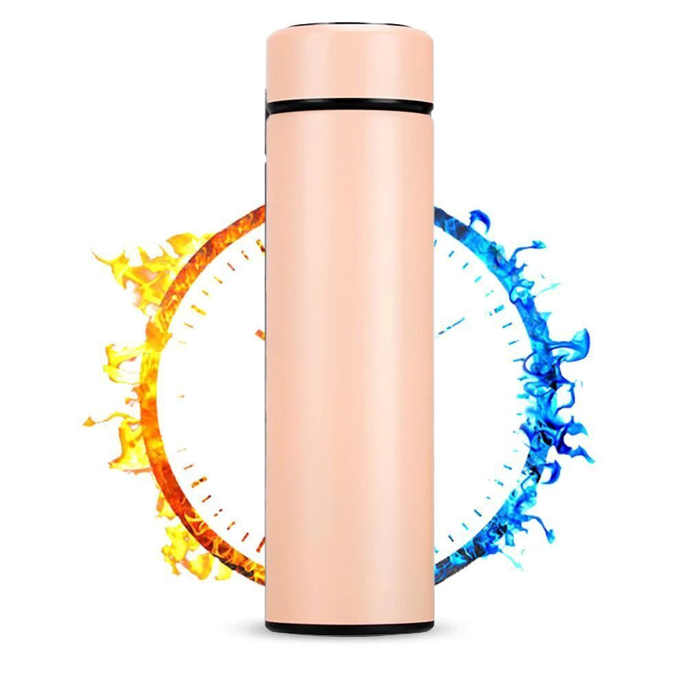 Термобутылка из нержавеющей стали, с дисплеем температуры, 300 мл, розовая. Товар уцененный