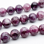 Лепидолит бусины, диаметр около 10,6-10,9 мм, цена за 9 шт (1/4 нити)