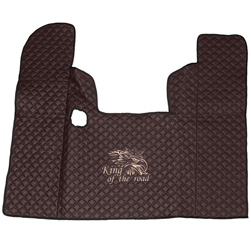 Ковры SCANIA 4 серия P 124L, (экокожа, коричневый, черный кант, бежевая вышивка)