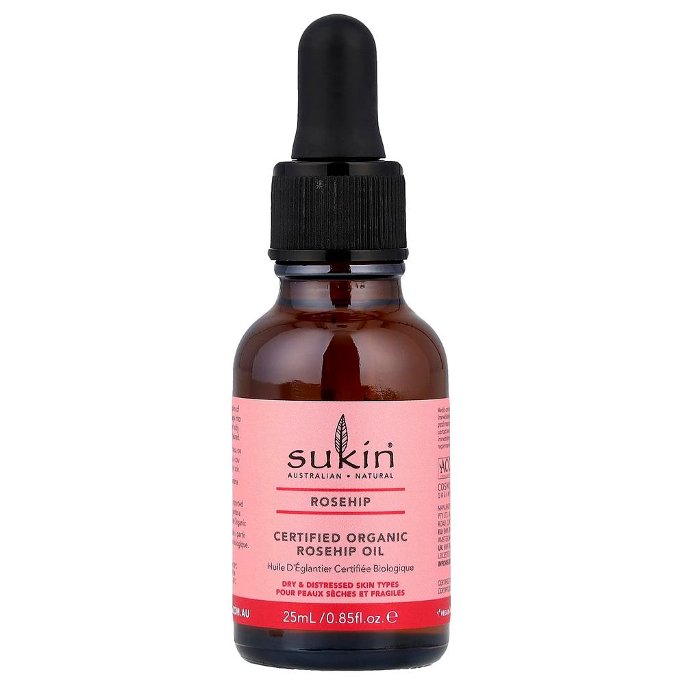 Sukin, Сертифицированное органическое масло шиповника, для сухой и проблемной кожи, 25 мл (0,85 жидк. Унции)