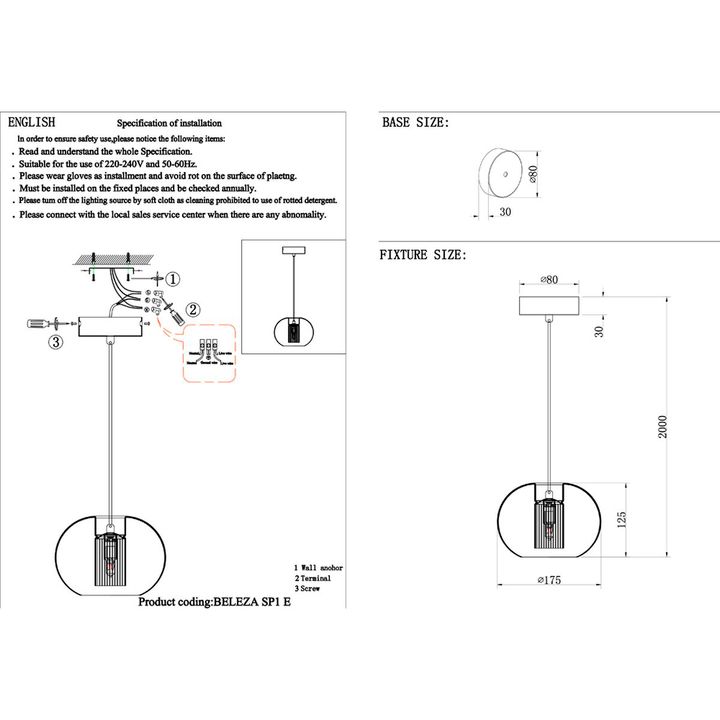 Подвесной светильник Crystal Lux Beleza SP1 E Chrome