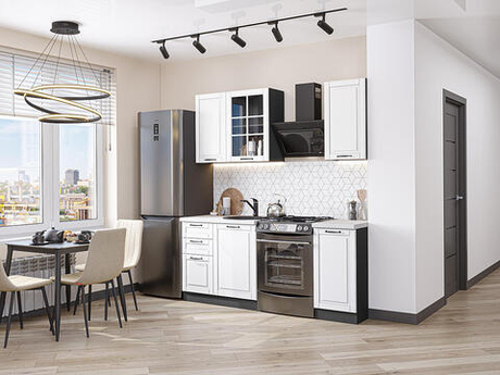 Прямая модульная кухня Дублин-04 Special White - Graphite 2140*1300*600