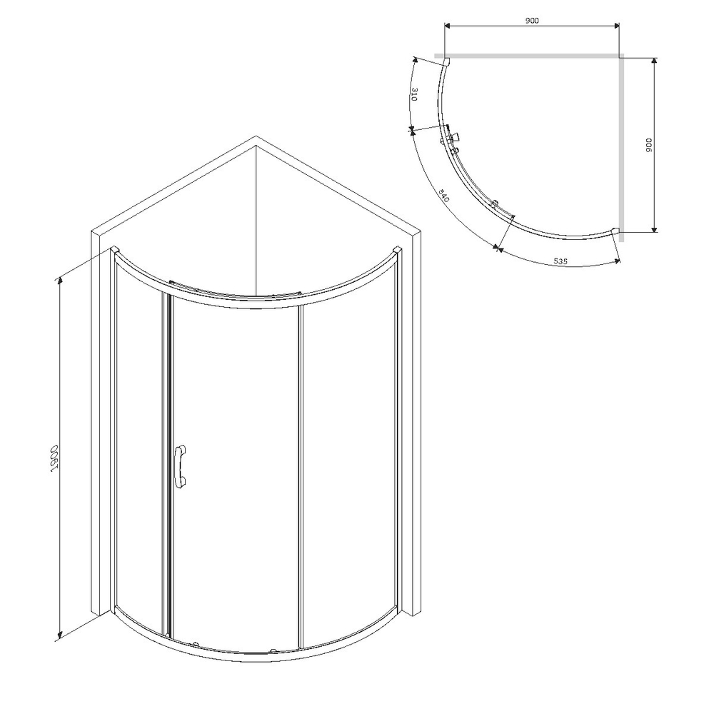 Душевое ограждение 90x90 см, без Поддона AM.PM Like W83G-315-090CG Стекло тонированное, профиль хром глянцевая