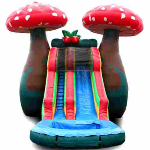 Надувная прямая водная горка с бассейном «Грибной акварай» 7x4x5 м