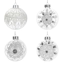 GAEM Украшение новогоднее Шар "Кружева" (блок 12), D 8 см, L8 W8 H8 см, 4в.