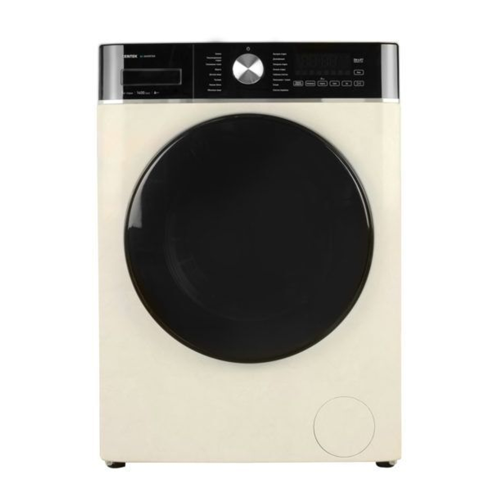 Стиральная машина Centek Inverter CT-1961 (бежевая), режим Smart, сенсорное управление, загрузка белья 8 кг, функция пар, 1400 об/мин, 17 программ, А+++, подсветка внутренней камеры