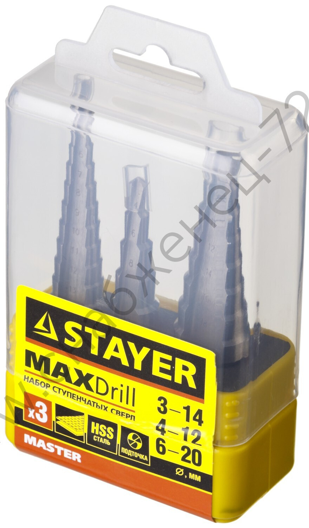 Набор сверл ступенчатых 3 шт, 3-20мм, STAYER