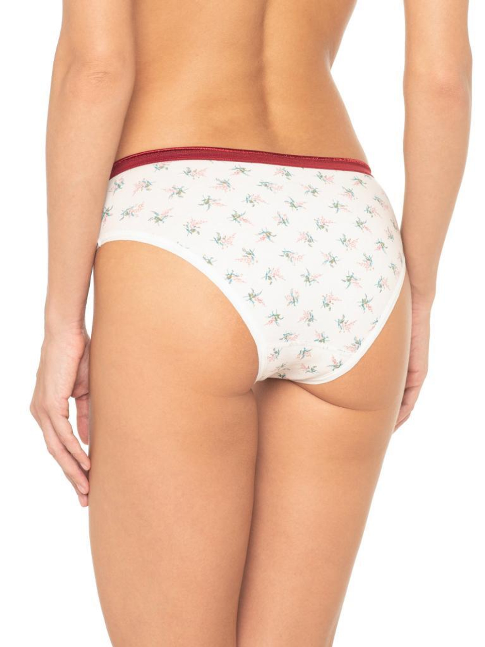 Трусики-слипы с цветочным рисунком (Размер: S) (Цвет: молочный)