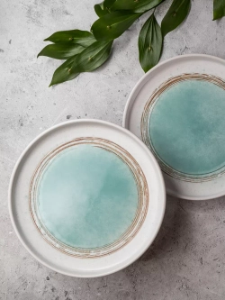 Тарелка с бортиком, Аквамариновое золото, диаметр 21 см 6 шт