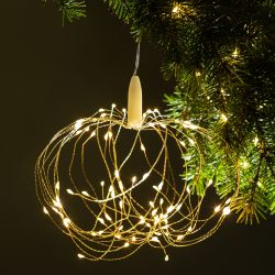 Светодиодная новогодняя гирлянда ЭРА ENIS-90W подвесной светильник Салют теплый белый 90 led 2*AA