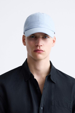 ZARA КЕПКА ИЗ ТКАНИ SOFT С РЕЛЬЕФНЫМ УЗОРОМ, ГОЛУБОЙ
