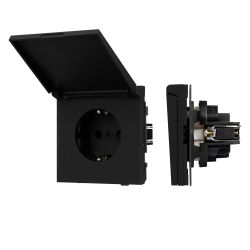 Механизм розетки влагозащищённый SCT-TENDO-MCP-SFPL-BK (230V, 16A) (Arlight, Матовый черный) 054599