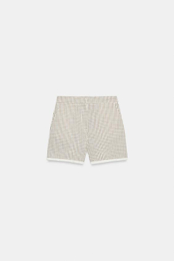 ZARA ШОРТЫ С ВЫСОКОЙ ПОСАДКОЙ И БАХРОМОЙ, ЭКРЮ