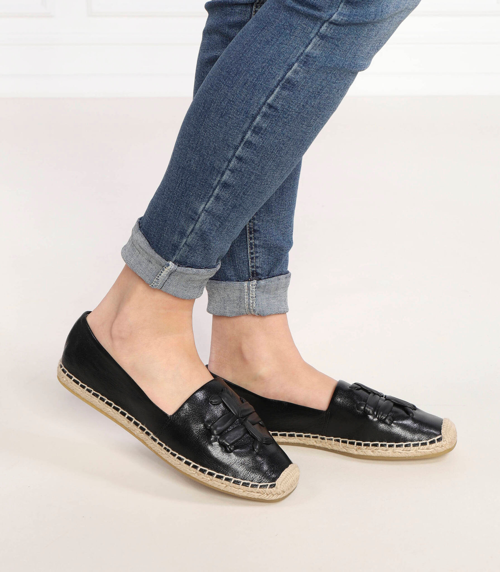 Кожаные эспадрильи woven double t aline TORY BURCH - черный(144042)