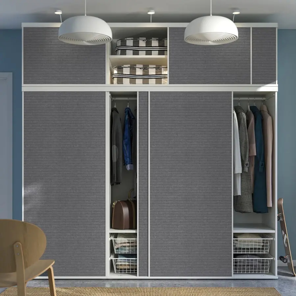 Шкаф с 6 раздвижными дверцами - IKEA PLATSA/ПЛАТСА ИКЕА, 57х180х221,1 см, белый/темно-серый