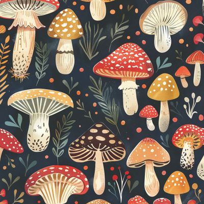 Грибочки на темном фоне