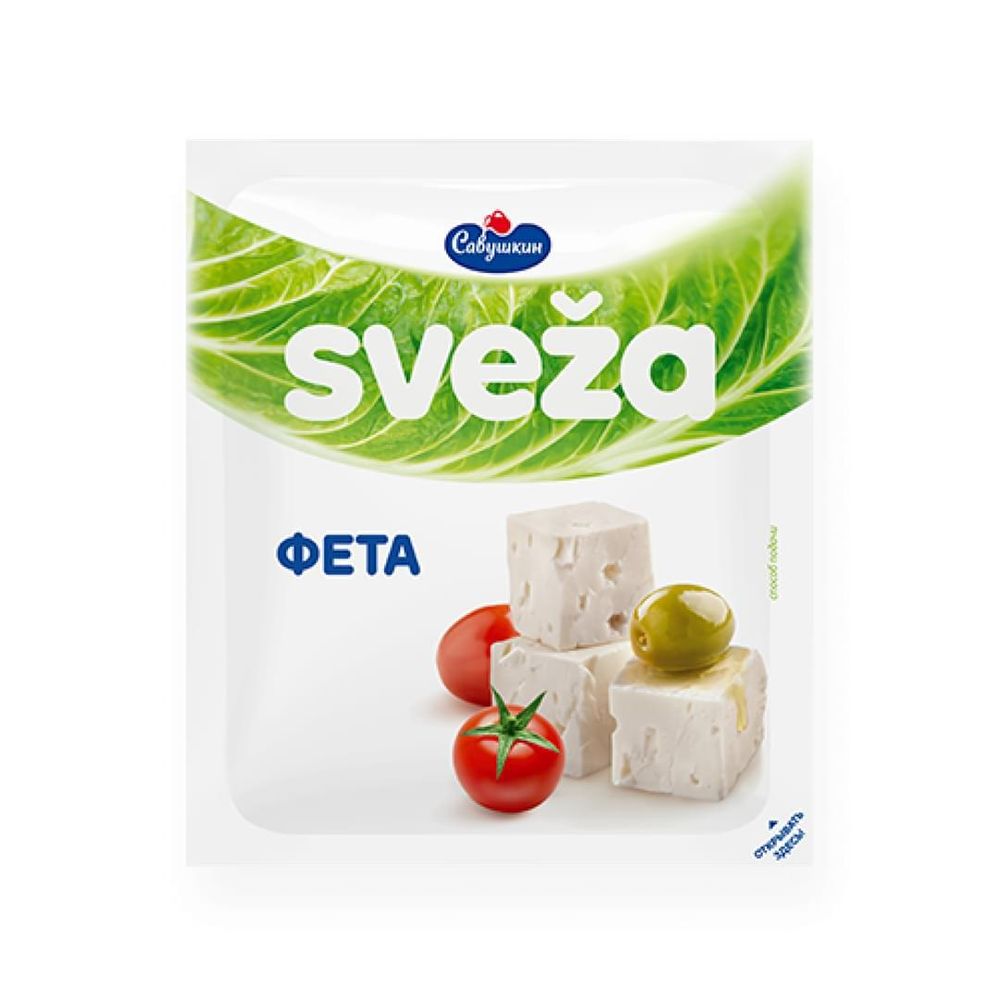 Сыр мягкий ФЕТА SVEZA рассольный мдж в сухом веществе 45%, пленка многослойная, 200г