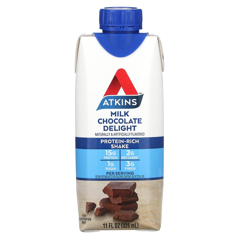 Atkins, Protein Rich Shake, молочный шоколад, 4 коктейля, 325 мл (11 жидк. унц.)