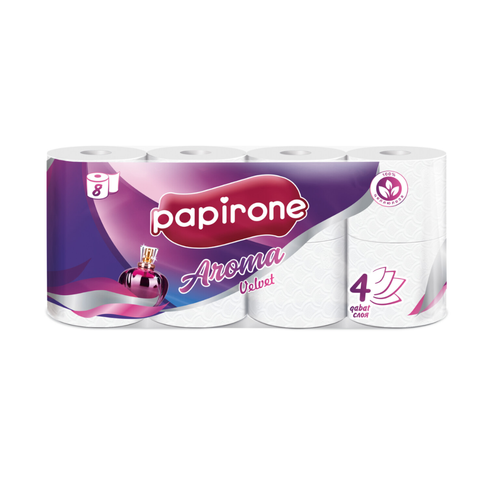 Туалетная бумага Papirone AROMA 4 слоя 8 штук