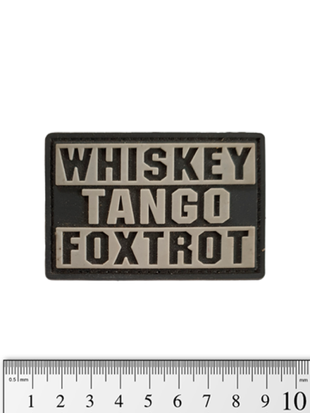Шеврон Whiskey. Tango. Foxtror PVC. Серый на чёрном