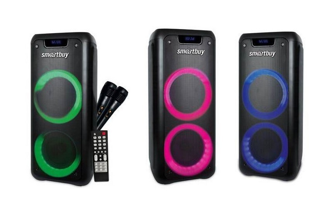 Колонка 2.0 SmartBuy MEGA BOOM, 40Вт, ВТ, МР3, FM, 2 микрофона, ПДУ, LED-свет