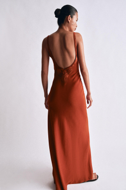 ZARA ДЛИННОЕ ПЛАТЬЕ ИЗ КОЛЛЕКЦИИ ZW, МЕДНЫЙ