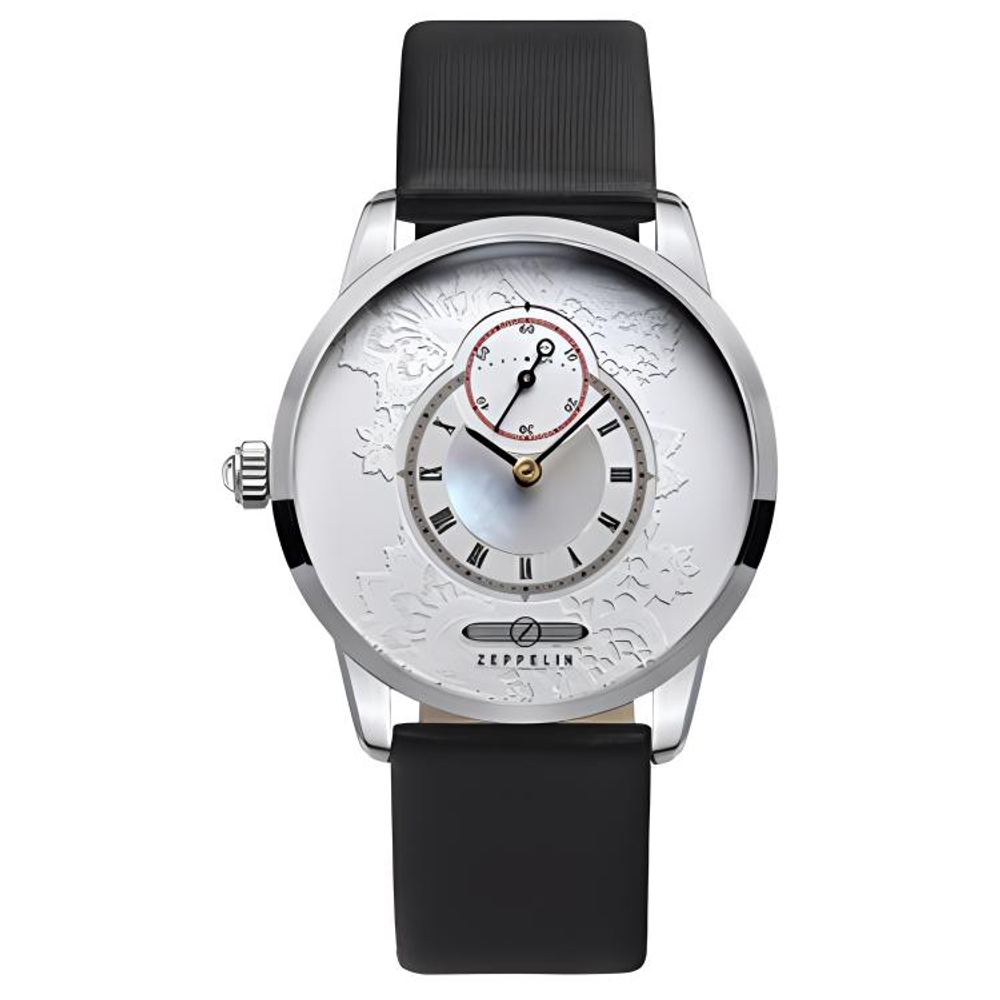 ZEPPELIN Quartz Movement Women"s Watch Silver Dial Stainless Steel Case Genuine Leather Strap