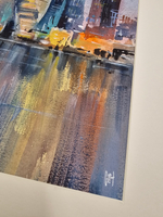 Картина авторская акварельная в паспарту 30х40 см на стену для интерьера "Сити. Москва"