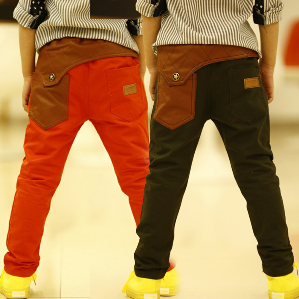 Брюки детские однотонные с контрастными вставками