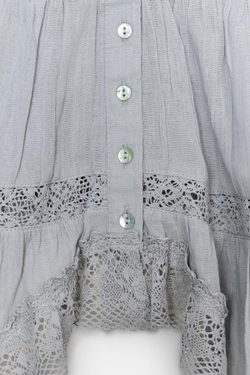 ZARA ТОП НА БРЕТЕЛЯХ С ВЫШИВКОЙ, СЕРО-СИНИЙ