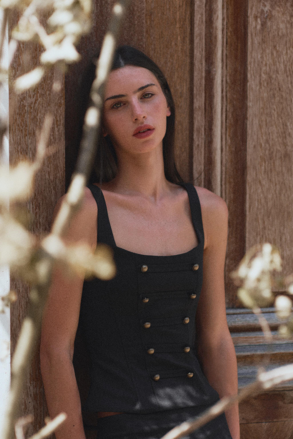 ZARA ТОП-КОРСЕТ НА ПУГОВИЦАХ, ЧЕРНЫЙ