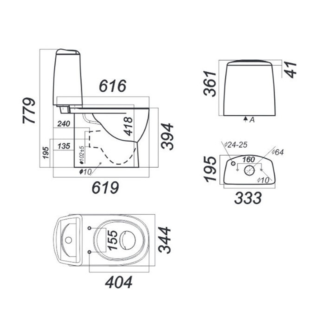 Унитаз-компакт Sanita Luxe Best с сиденьем стандарт схема