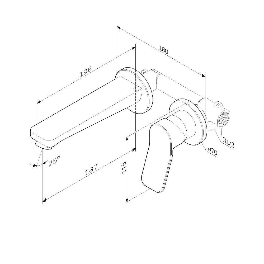 Смеситель для раковины, монтируемый в стену AM.PM X-Joy F85A72622 Черный