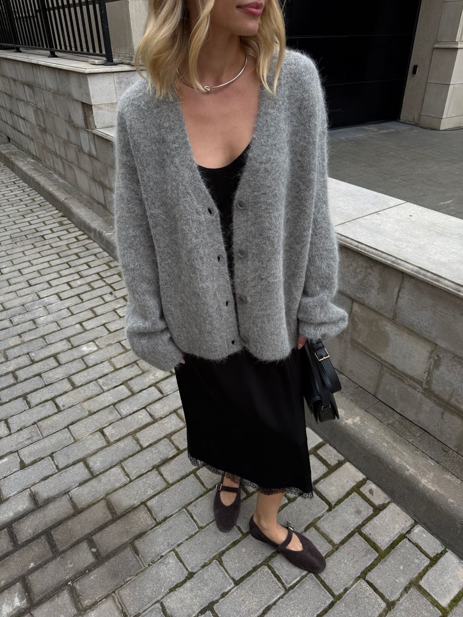 Юбка из шелка с кружевом миди черная