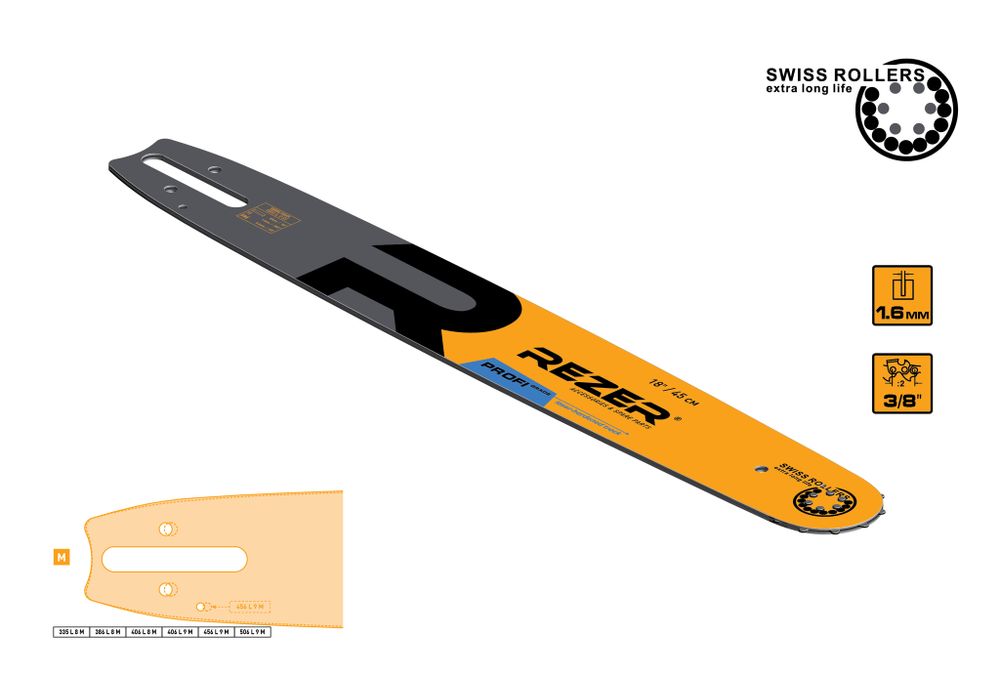 Rezer Profi 456 L 9 M Сварная многослойная направляющая шина для цепных пил