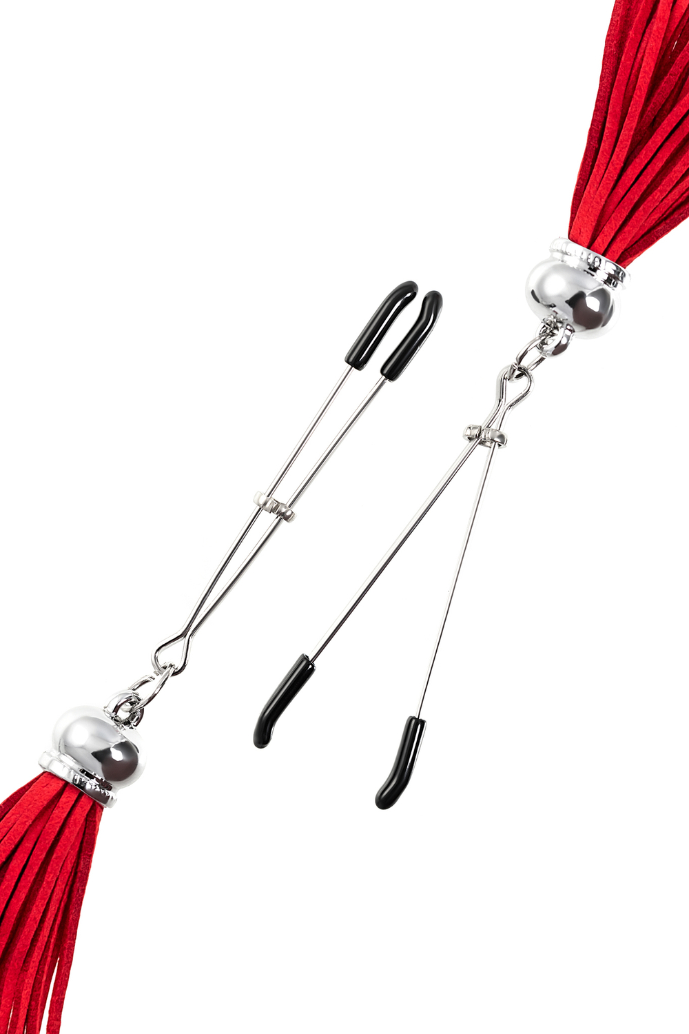 Зажимы на соски с кисточками из замши Pecado красные