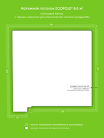 Натяжные потолки 8 м2, 10.4 м2