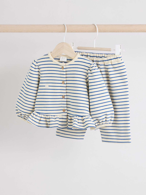 Кардиган и брюки в комплекте для малышей Next E66-464, Молочный, Синий