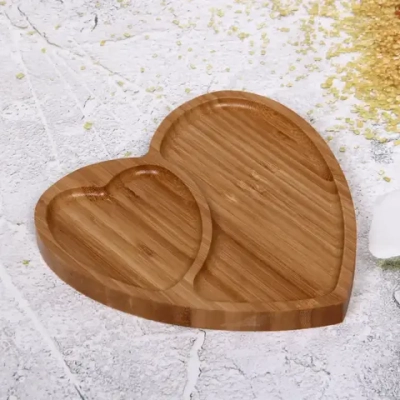 Менажница бамбуковая «SHEF» 18*19см Сердце 2секции