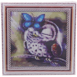 Алмазная мозаика на подрамнике с полным заполнением»МИР ЯРКИХ КРАСОК», довольный совёнок, 20*20см