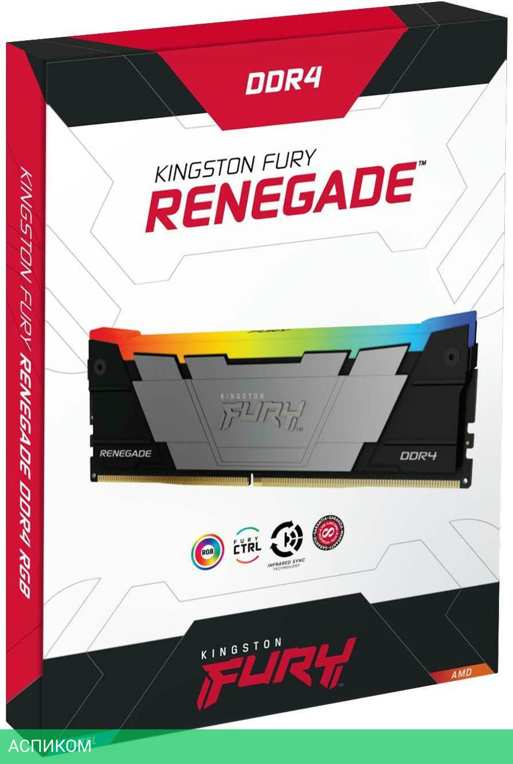 Оперативная память Kingston Fury Renegade RGB Gaming RTL DDR4 4x32GB (KF436C18RB2AK4/128)