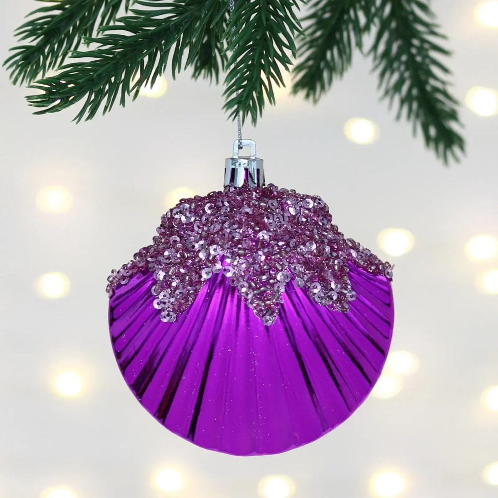 Елочная игрушка «Ракушка» 9*4*9 см, Фиолетовый