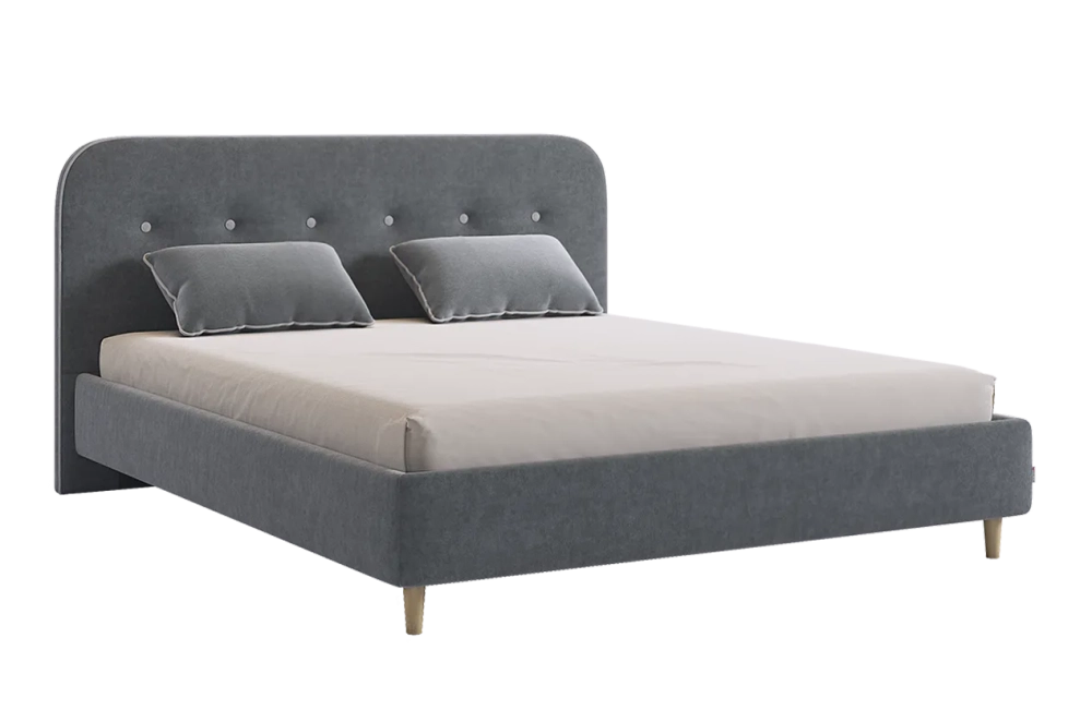 Кровать с основанием Лео 160х200 см (галька (велюр)/графит (велюр)), (графит (велюр)/галька (велюр)), (латте (велюр)/капучино (велюр)), (мята (велюр)/галька (велюр)), (топаз (велюр)/галька (велюр))