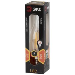 Лампочка светодиодная ЭРА F-LED BXS-5W-827-E14 Е14 / Е14 5Вт филамент свеча на ветру теплый белый свет