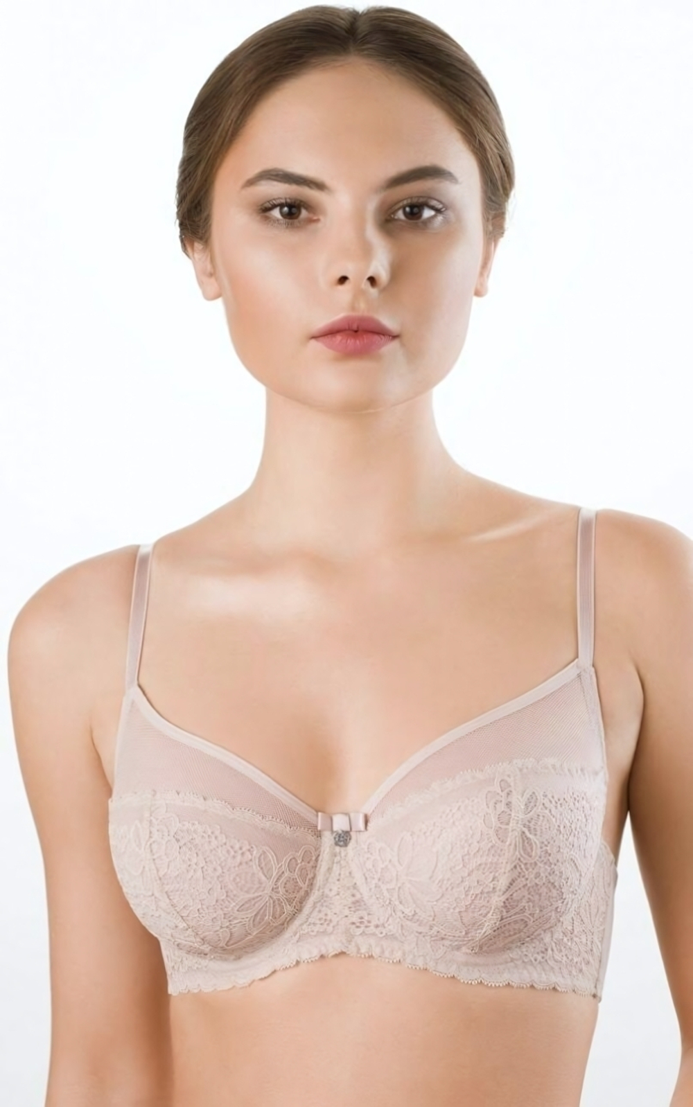 Легкий бюстгальтер в кружевном стане Patrice (Размер: 90C) (Цвет: пудровый)