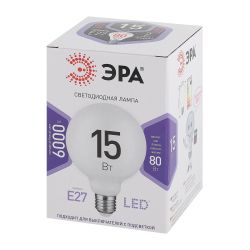 Лампа светодиодная ЭРА STD LED G95-15W-6000K-E27 15Вт шар холодный белый свет Е27 | Лампы cветодиодные Шар (G/P)