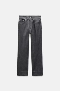 ZARA ДЖИНСЫ BOOTCUT CROPPED С ВЫСОКОЙ ПОСАДКОЙ — ZW COLLECTION, СЕРЫЙ