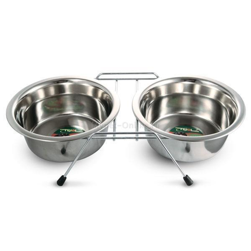 Миска металлическая на подставке, 2*0,20л, Triol