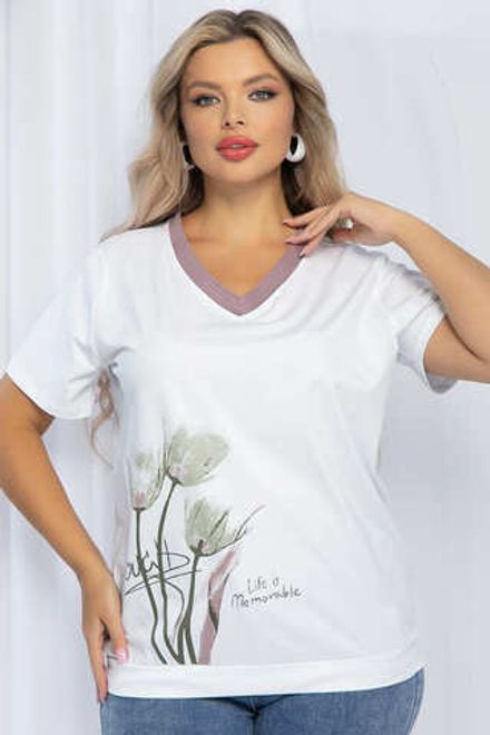 Блуза Лотус (бело-лиловая) Б13161-20М LT Collection